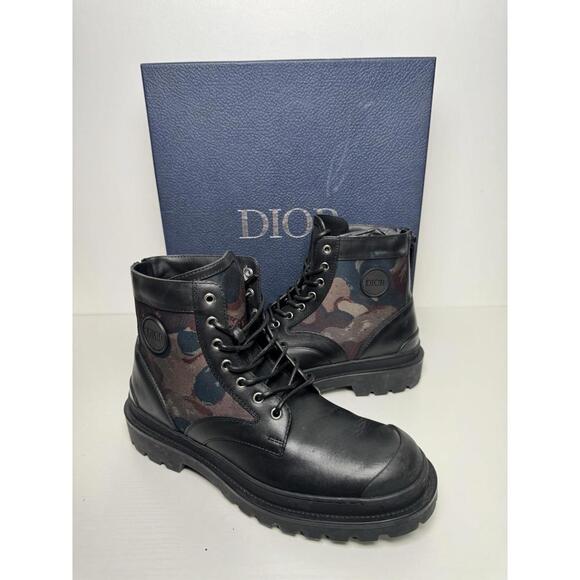 Dior Camo Mesh Combat Boots Black SZ 43 Men’s – With Box
